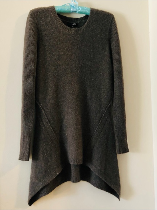 Aqua Sweaters - AQUA 100% Cashmere Brown Asymmetric Shark Bite Hem Tunic Sweater M